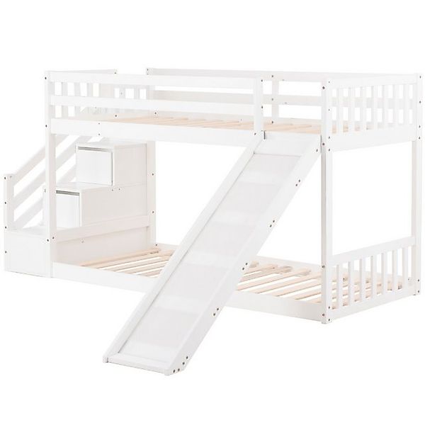 DOPWii Kinderbett 90x200cm,Etagenbett mit Rutsche,Treppe,mit 2 Schubladen i günstig online kaufen