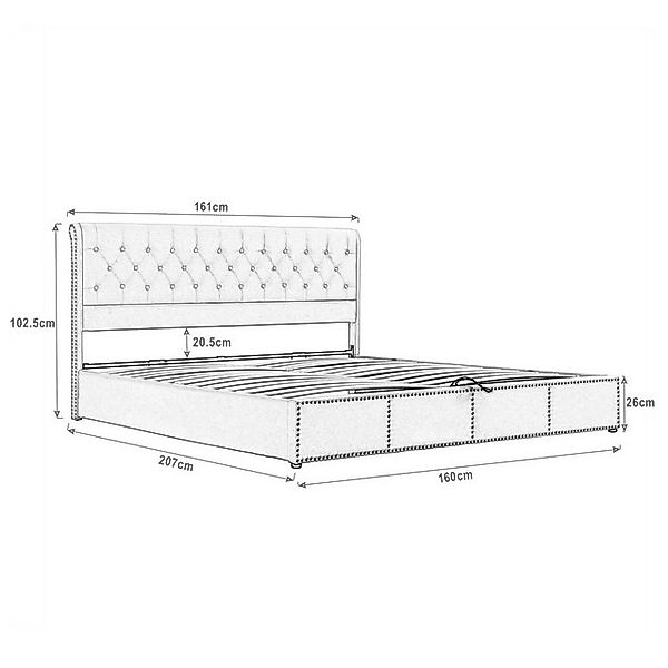 STILVORA Polsterbett 160x200 Bettgestell Funktionsbett Jugendbett mit Staur günstig online kaufen