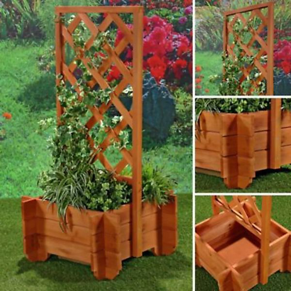 Mucola Blumenkübel Rosenbogen Rankhilfe aus Holz in Braun Pflanzkübel Pergo günstig online kaufen
