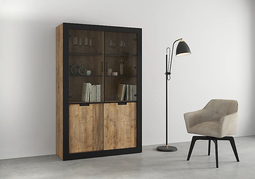 INOSIGN Vitrine "Tudor, Breite 120 cm, moderne Glasvitrine 2x Schiebetüren/ günstig online kaufen