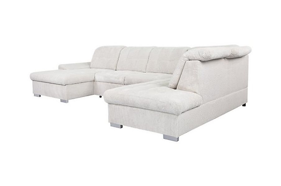 OKAA Wohnlandschaft Nebraska Beige mit Recamiere & Ottomane Schlaffunktion günstig online kaufen