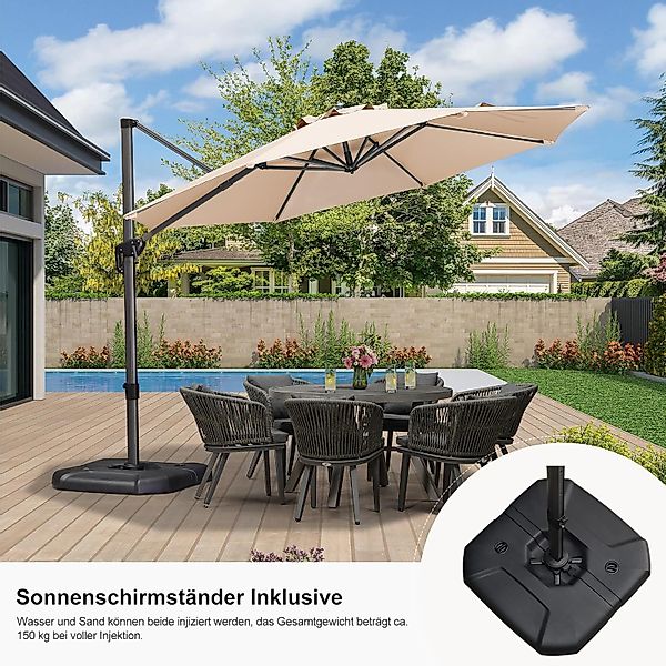 PURPLE LEAF Sonnenschirm Rund Alu Außenbereich günstig online kaufen