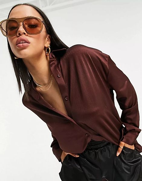 ASOS DESIGN – Lässige Shirtjacke aus Jersey im Trainingsanzug-Stil in Schok günstig online kaufen