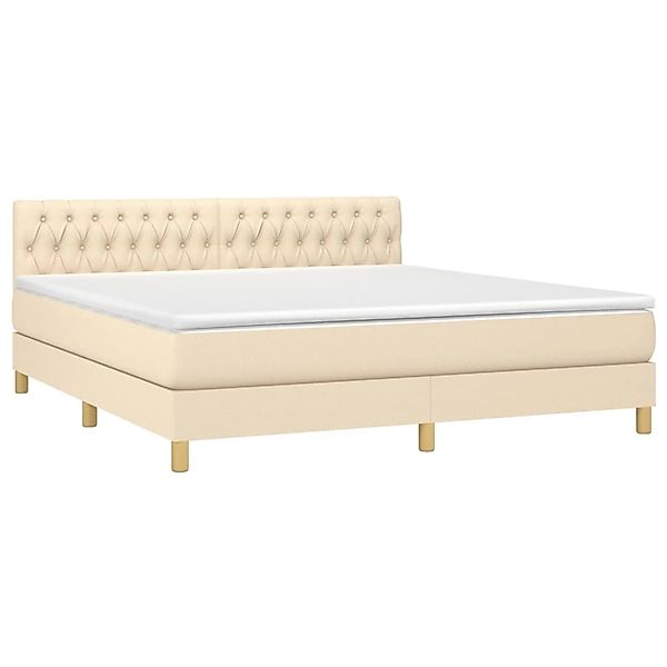 vidaXL Boxspringbett mit Matratze & LED Creme 180x200 cm Stoff 3133978 günstig online kaufen