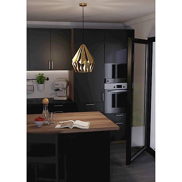 Eglo Hängeleuchte Carlton 1-flammig Gold Ø 310 mm E27 60 W günstig online kaufen