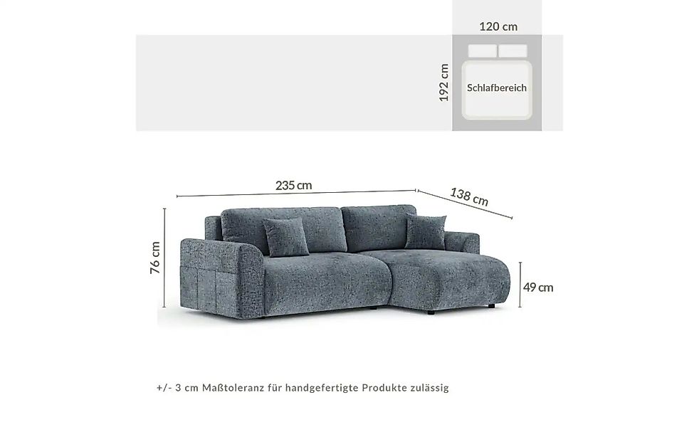 Ecksofa   ¦ blau ¦ Maße (cm): B: 235 H: 76 Polstermöbel > Sofas > Ecksofas günstig online kaufen