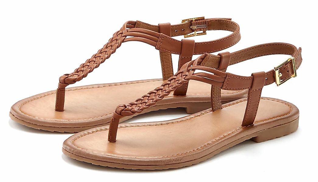 Vivance Zehentrenner, Sandalette, Sommerschuh,Sandale aus Leder mit Flecht- günstig online kaufen