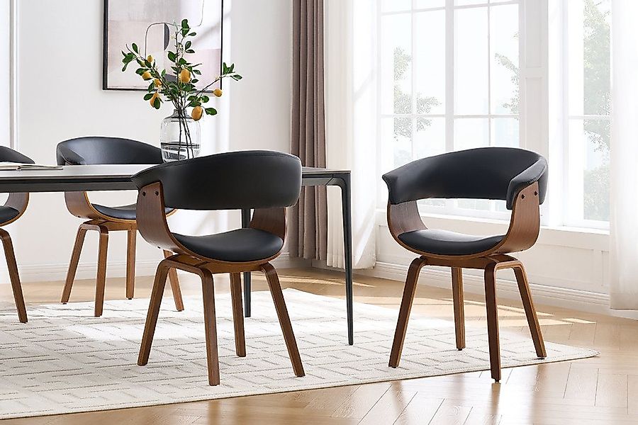 riess-ambiente Armlehnstuhl ORGANIC schwarz - Walnuss, Kunstleder, furniert günstig online kaufen