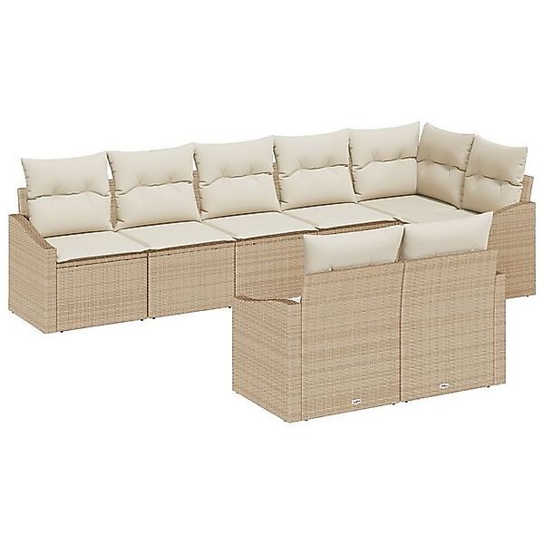 vidaXL Loungesofa Garten-Sofa-Set 8 Teile Beige Rattan Outdoor-Sofa Rechtec günstig online kaufen