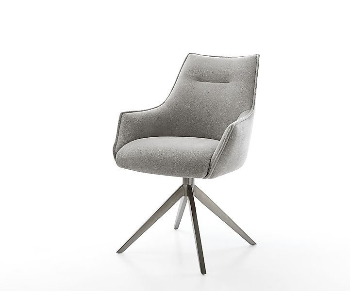 Drehstuhl Alja-Flex mit Armlehnen Strukturstoff Soft Grau Kreuzgestell brei günstig online kaufen