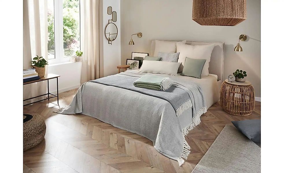 Primera Tagesdecke »Fransen«, mit stylischem Fransenrand und Fischgrat-Must günstig online kaufen