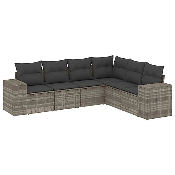 vidaXL 6-Tlg Garten-Sofagarnitur mit Kissen Hellgrau Poly Rattan 3222611 günstig online kaufen