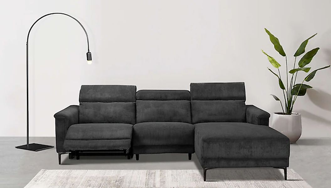 Home affaire Ecksofa »LUND Cord, L-Form, 261 cm, man. o. elektr. Relaxfunkt günstig online kaufen