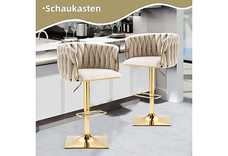 LVHOM Barhocker 360° drehbare moderne Samt-Barstühle, goldene Stuhlbeine (2 günstig online kaufen