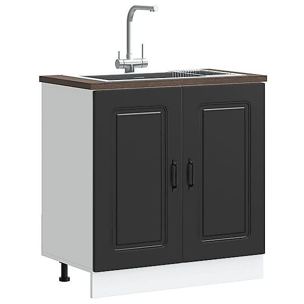 vidaXL Schrankmodule Spülenunterschrank Kalmar Schwarz 80x46x81,5 günstig online kaufen