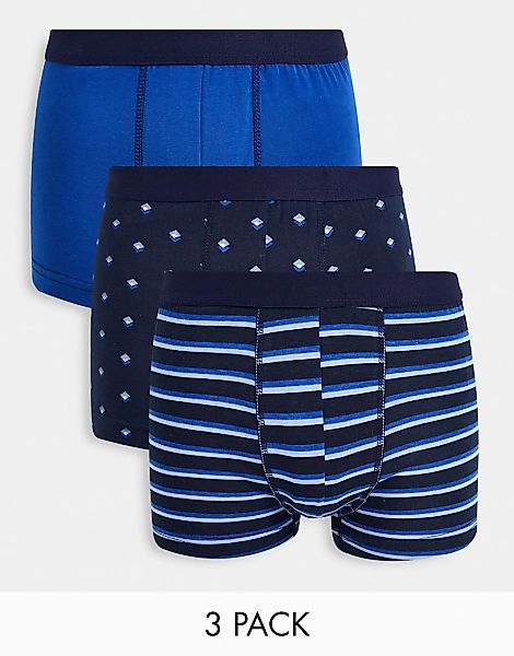 New Look – Unterhosen in Marineblau mit geometrischem Muster im 3er-Pack günstig online kaufen