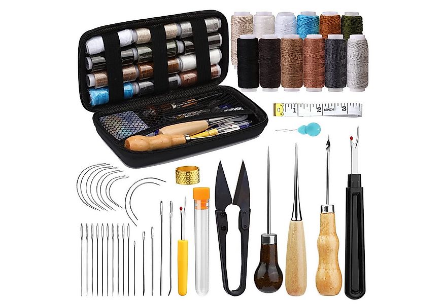 FOUORTUNATE-BEE Nähkästchen Leder Nähset 48tlg – Handnähwerkzeug für Repara günstig online kaufen