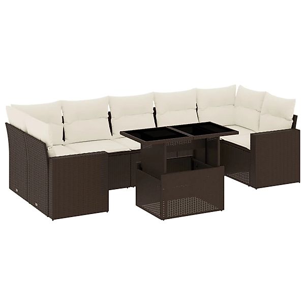 vidaXL 8-Tlg Garten-Sofagarnitur mit Kissen Braun Poly Rattan 3267153 günstig online kaufen