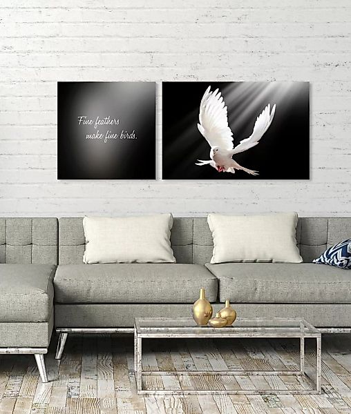 queence Leinwandbild "Birds", Vogelbilder-Vögel-Kunst-Modern-Spa-Spa Bilder günstig online kaufen