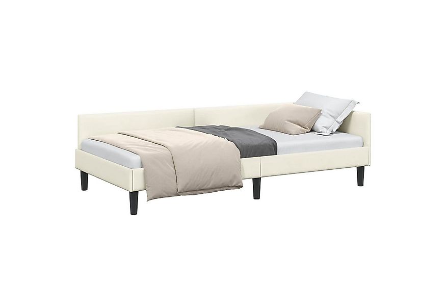 vidaXL Bett Eckbettgestell Creme 80 cm x 200 cm SamtundSperrholz (1-tlg) günstig online kaufen