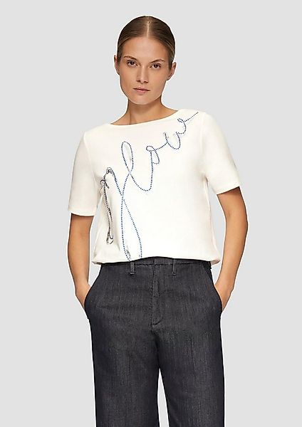 s.Oliver Kurzarmshirt T-Shirt T-Shirt mit Metallic-Print und Schmucksteinen günstig online kaufen