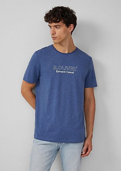 s.Oliver Kurzarmshirt T-Shirt Meliertes T-Shirt mit Rollkante und Frontprin günstig online kaufen