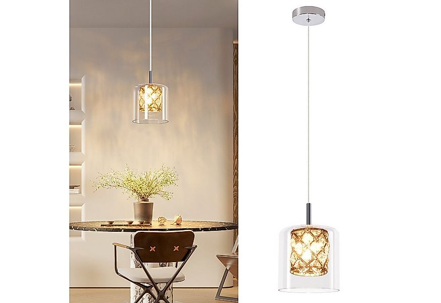 ZMH Pendelleuchte Esszimmer 1 Flammig Nachttisch G9 Kristall Glas Hängelamp günstig online kaufen