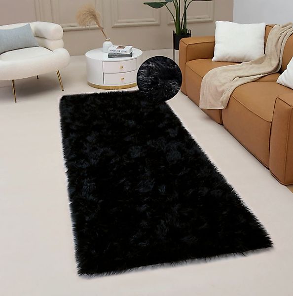 my home Fellteppich »Dena, Hochflor Teppiche«, rechteckig, 60 mm Höhe, Kuns günstig online kaufen