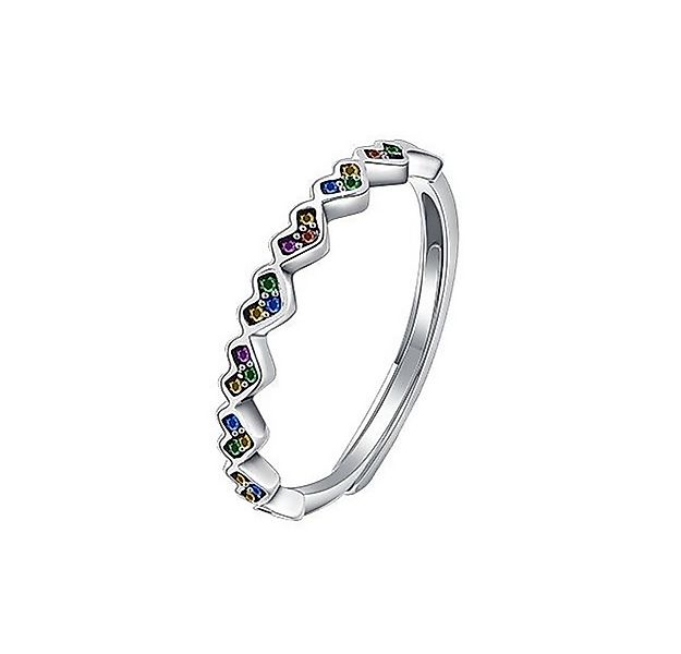 The Beauty House Fingerring Damen Ring mit Herzchen und bunten Zirkonia günstig online kaufen