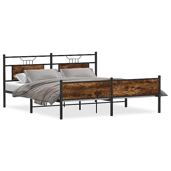 vidaXL Bett Metallbett ohne Matratze Räuchereiche günstig online kaufen