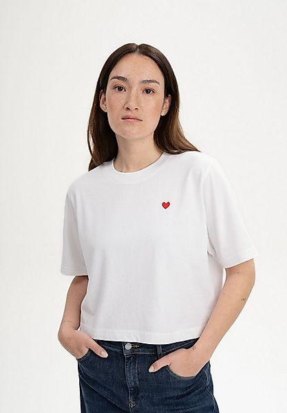 MELA Kurzarmshirt Cropped T-Shirt schwer JOSHNA Stickerei Gerippter Kragen günstig online kaufen