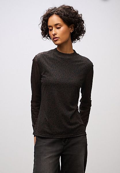 STREET ONE Langarmshirt in transparenter Mesh-Qualität und Leo-Muster günstig online kaufen
