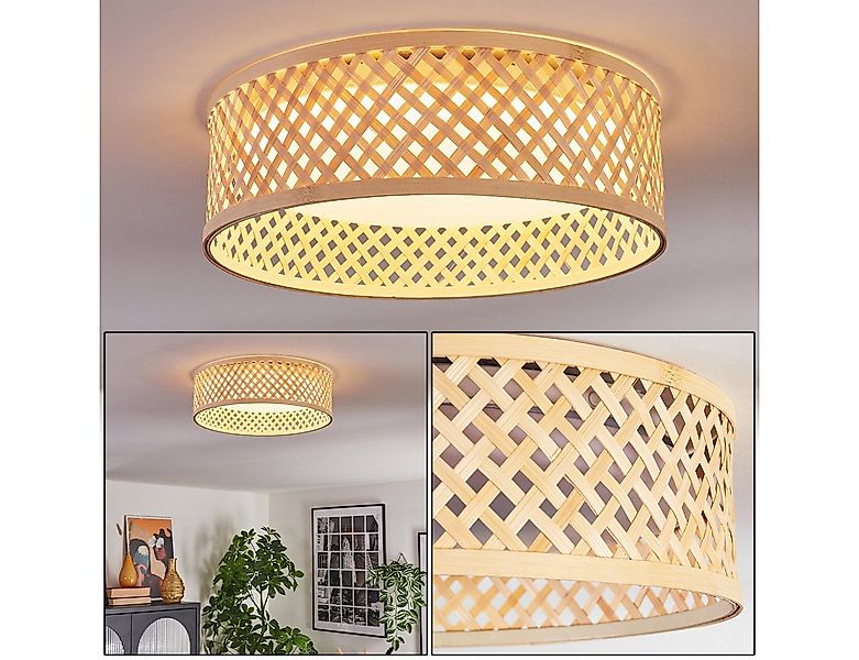 hofstein Deckenleuchte Deckenlampe aus Metall/Bambus/Kunststoff in Naturfar günstig online kaufen