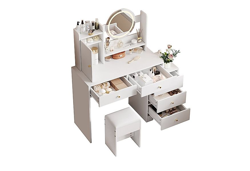 i@home Schminktisch mit LED-Beleuchtung, Weiß, B90* H132* T40 cm (inkl. 1 H günstig online kaufen