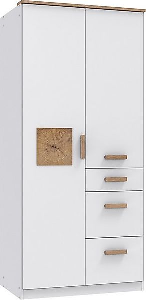 freiraum Drehtürenschrank Gotland 3 Schübe, 3 Böden, Weiß / Plankeneiche De günstig online kaufen