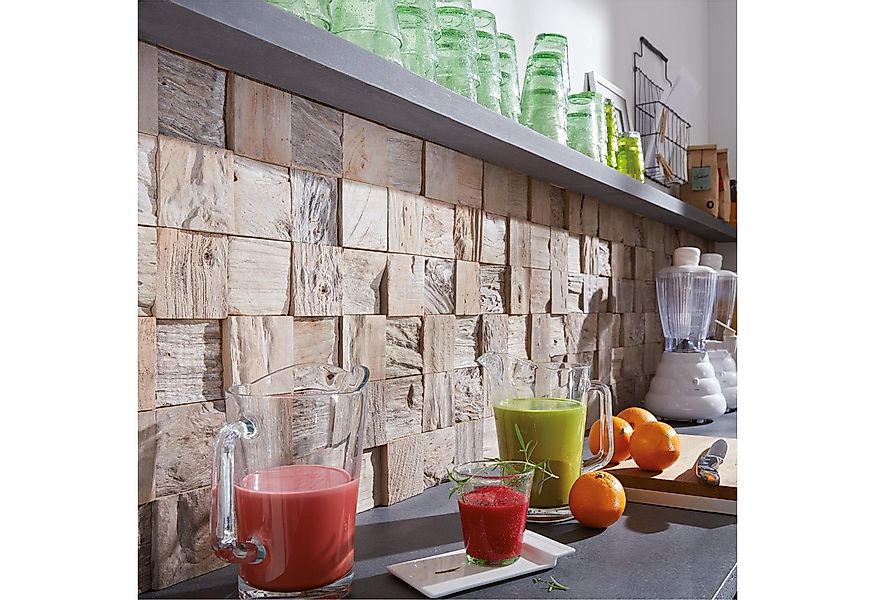 INDO 3D Wandpaneel Teak Classic Cube, BxL: 18,40x55,20 cm, 0,10 qm, (Packun günstig online kaufen