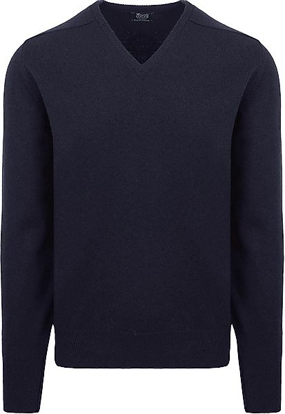 William Lockie V-Ausschnitt Pullover Lammwolle Dunkelblau - Größe XXL günstig online kaufen
