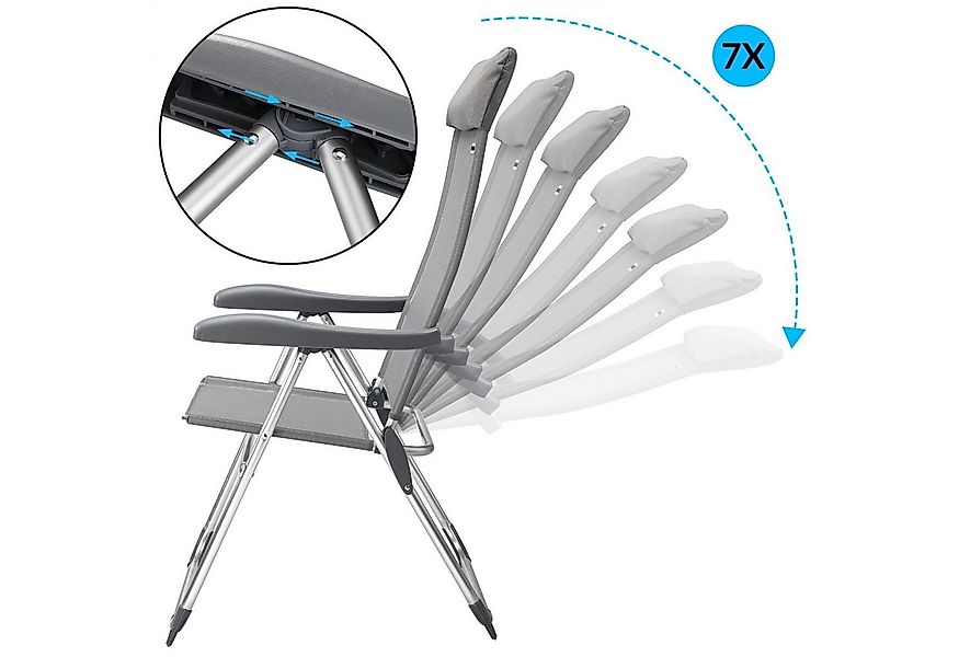 Casaria Gartenstuhl (4 St), Klappbar 4er Set 7-fach Verstellbar Alu mit hoh günstig online kaufen