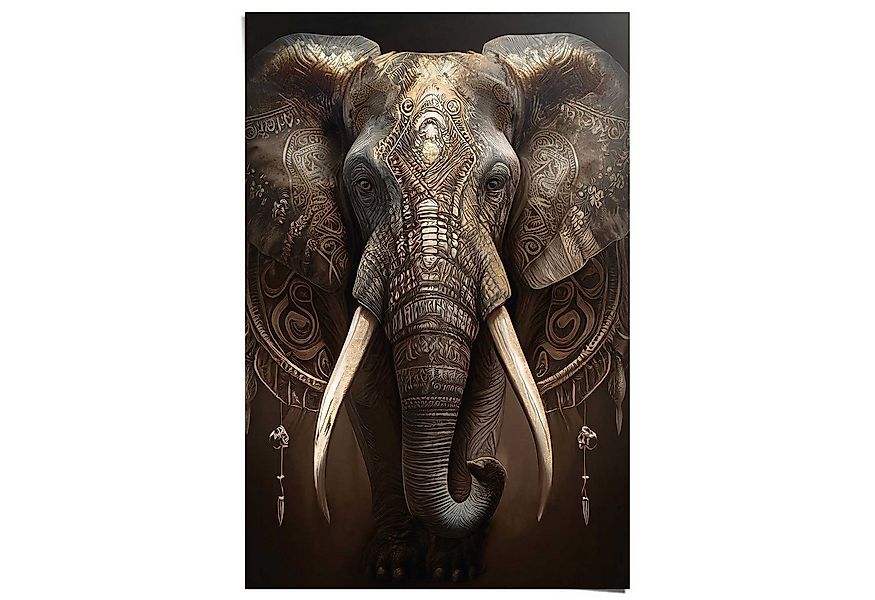 Reinders! Poster Dekorierter Elefant, Wohnzimmer - Braun - 150 gr. Papier - günstig online kaufen