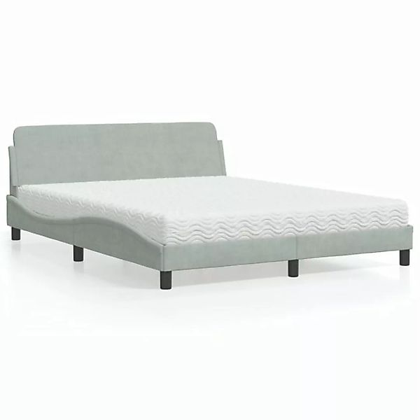 vidaXL Bett Bett mit Matratze Hellgrau 160x200 cm Samt günstig online kaufen