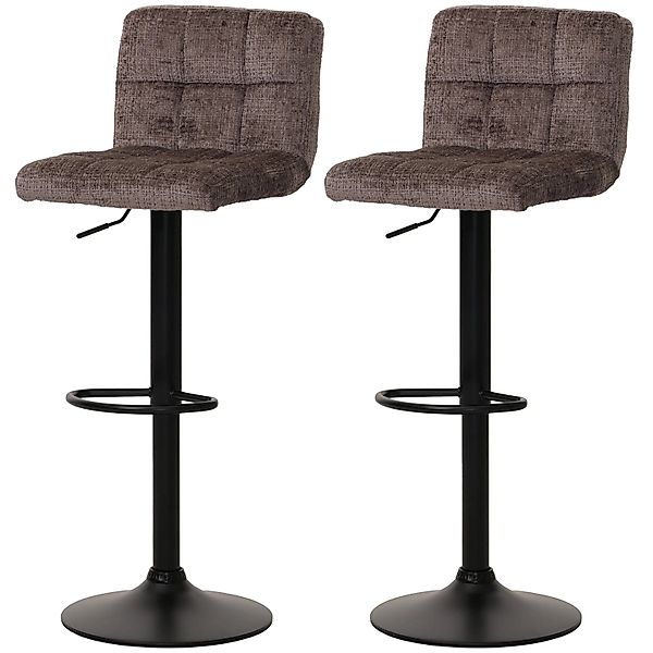 MCW Barhocker G87 2er-Set Braun Stoff Chenille günstig online kaufen
