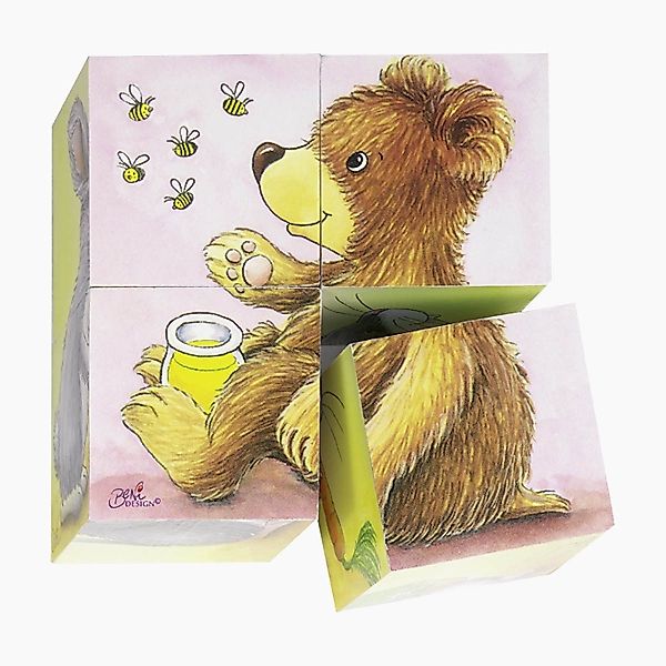 goki Würfelpuzzle Würfelpuzzle Tierkinder, 4 Puzzleteile, günstig online kaufen