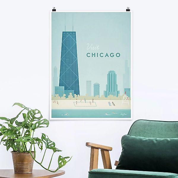 Poster Architektur & Skyline - Hochformat Reiseposter - Chicago günstig online kaufen