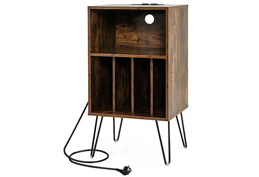 KOMFOTTEU Nachttisch Plattenspieler-Ständer, Schallplattenhalter mit Ladest günstig online kaufen