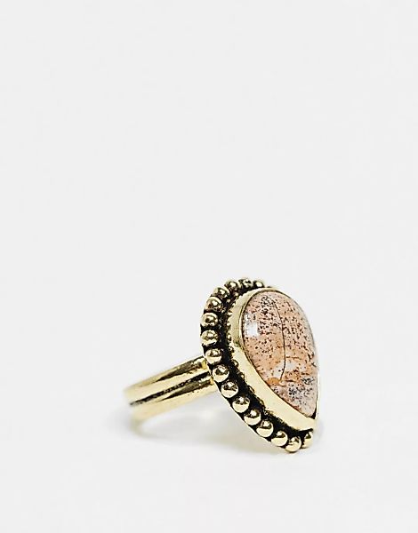 ASOS DESIGN – Ring mit Jaspis-Halbedelstein in poliertem Goldton-Goldfarben günstig online kaufen