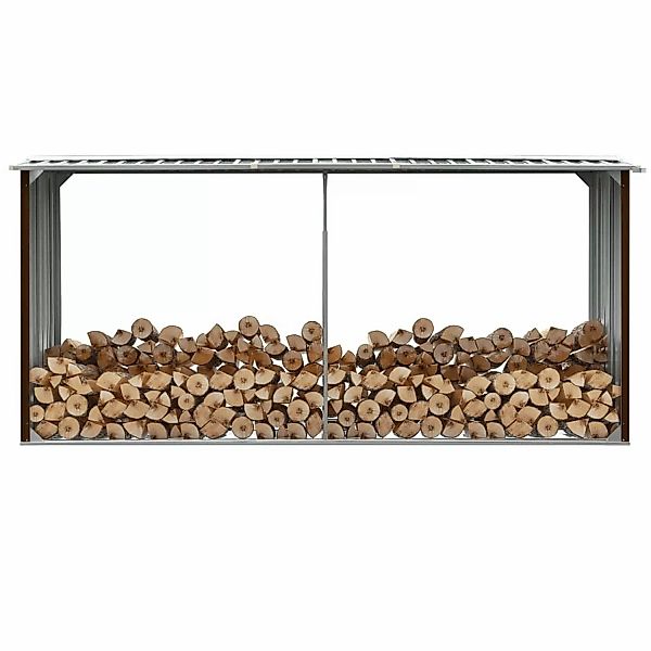 vidaXL Brennholzlager Verzinkter Stahl 330 x 92 x 153 cm Braun günstig online kaufen