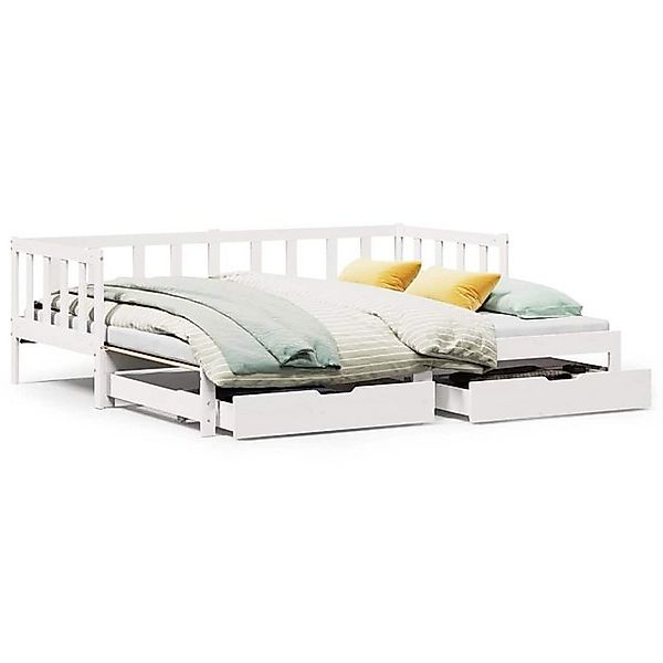 vidaXL Bett, Tagesbett Ausziehbar mit Schubladen ohne Matratze Weiß 90x200c günstig online kaufen