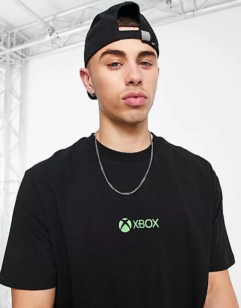 ASOS DESIGN – Lässiges T-Shirt in Schwarz mit Xbox-Stickerei günstig online kaufen