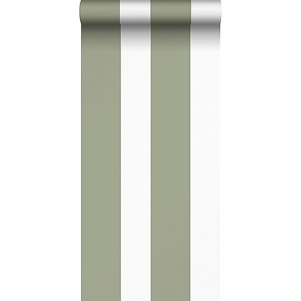Sanders & Sanders Tapete Streifen Olivgrün und Weiß 53 cm x 10.05 m günstig online kaufen