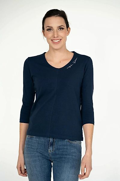 einfach Schön 3/4-Arm-Shirt Ramona V-Ausschnitt marine günstig online kaufen